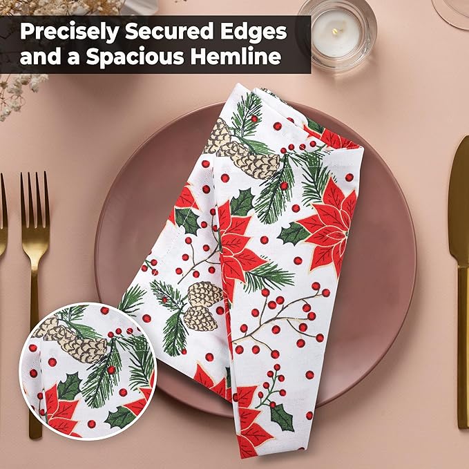 Urban Villa Cloth Napkins Set of 12(20x20)100% Cotton Dinner Napkins Cloth Washable Soft Durable Reusable Absorbent Napkins Ideal for Farmhouse Parties Hotel Lunch Restaurant Dinner Napkins-Pine Cone