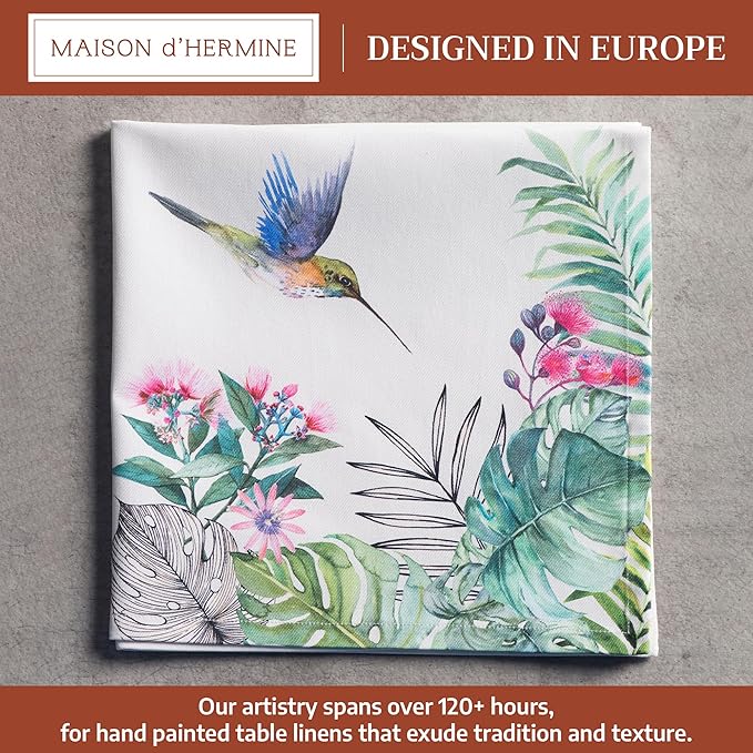 Maison d' Hermine Cloth Napkins Set of 4 100% Cotton Everyday Reusable Square Napkins Cloth Washable Dinner Party Wedding Restaurant Gifts for Mothers Day Spring/Summer (Tropiques, 20" x 20")