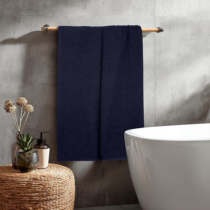 COTTON CRAFT Waffle Bath Sheets - Luxurious 2 Pack Euro Spa Waffle Weave Bath Sheets - Large 100% Ringspun Cotton Bath Towels - Absorbent Quick Dry Bathroom Towel Set - Oversized 35 x 70 inches - Navy