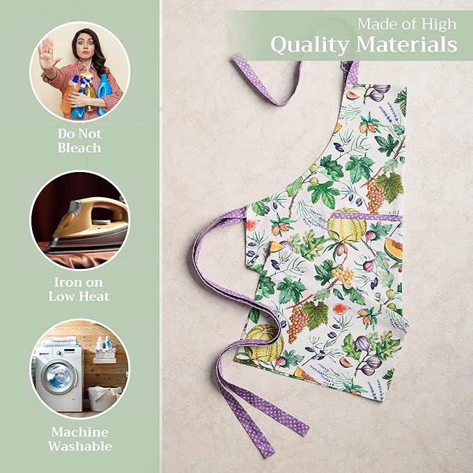 Maison d' Hermine 100% Cotton Apron for women with Pocket Kitchen Chef Apron for Men Cooking Mothers Day Gifts