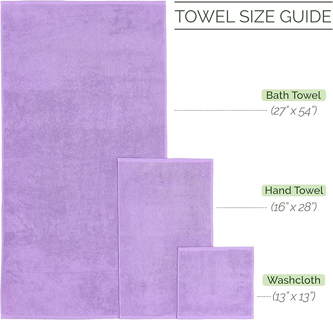 Elegant Comfort Luxury 6-Piece 100% Turkish Cotton Jacquard Braided Textured Premium Hotel Quality Towel Set– Soft and Absorbent, Includes 2 Bath Towels, 2 Hand Towels and 2 Washcloths, Lilac