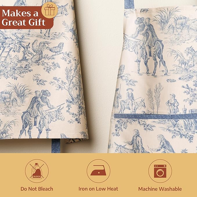 Maison d' Hermine 100% Cotton Apron for women with Pocket Kitchen Chef Apron for Men Cooking Mothers Day Gifts
