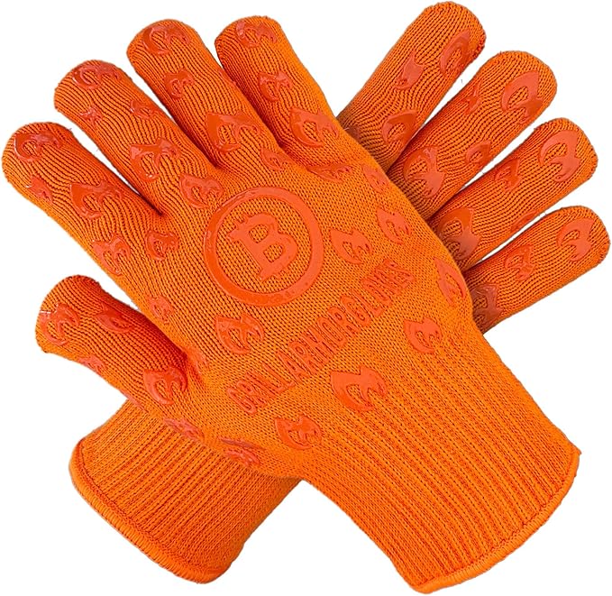 Grill Armor Oven Gloves with Fingers – 932°F Heat, Fire & Cut Resistant Mitts for BBQ, Grill, Cooking, Grilling, Baking, Smoker & Fire Pit
