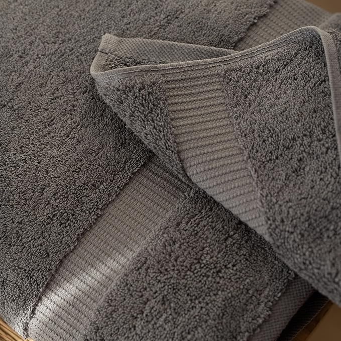 SALBAKOS 12-Piece 100% Turkish Cotton Wash Cloths for Bathroom & Face - Soft 13x13 in Small Towels for Body & Kitchen - Thick, Absorbent Multi-Use Oeko-TEX Certified Washcloths (Gray, 12 Washcloths)