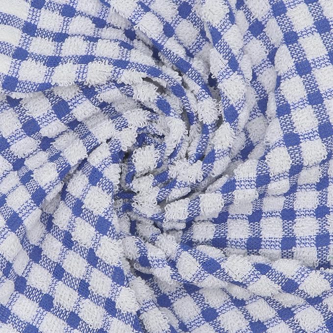 Cotton Cleaning Rags Terry Dish Cloths for Washing Dishes, Set of 8 Dish Rags for Cleaning, Light and Soft Dish Towels for Kitchen Drying Dishes, 11.8 Inch x 11.8 Inch (Blue)