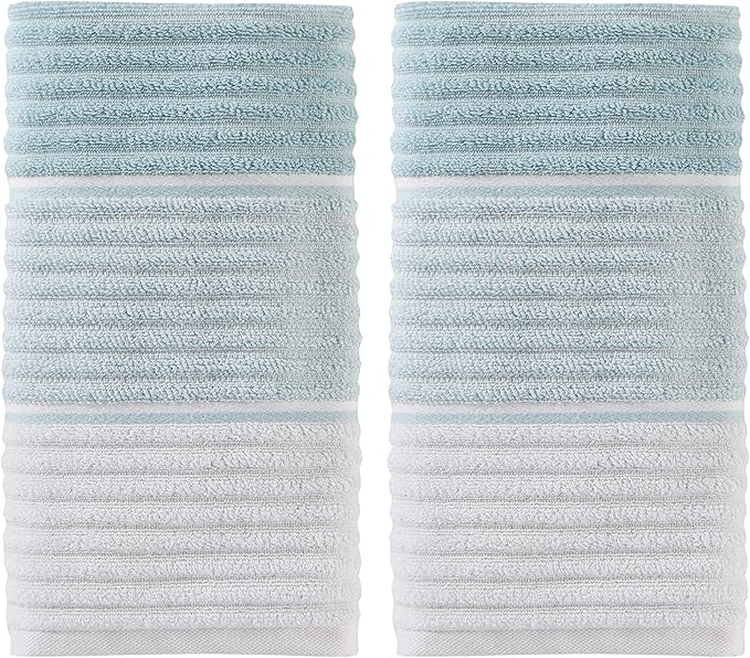 SKL Home Planet Ombre 100% Turkish Cotton Premium 2-Piece Hand Towel Set, 600 GSM, Soft & Absorbent, Aqua