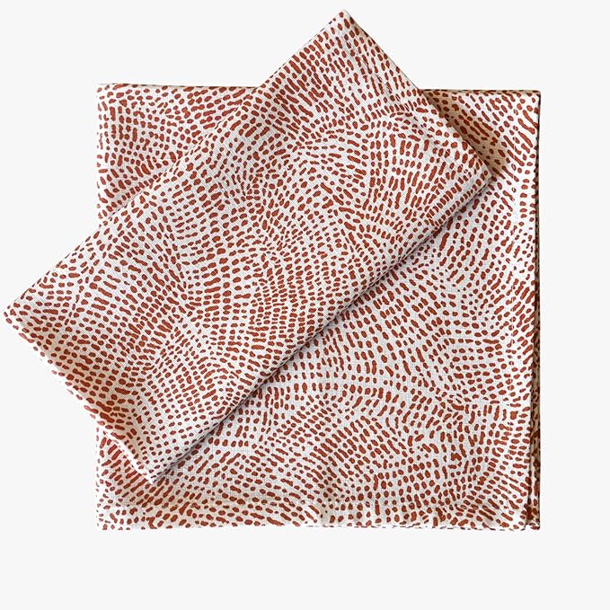FINGERCRAFT Cloth Napkins, Set of 12 Cotton Linen Blend Printed Dinner Napkins Cloth Mitered Corner Perfect for Parties Dinners Weddings Cocktail Christmas Easter 20x20 Abstract Dot