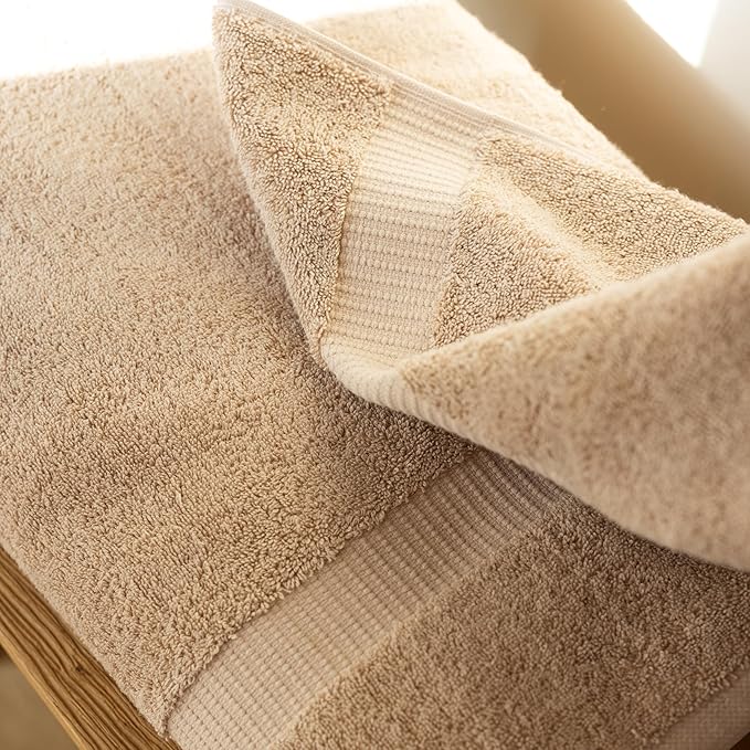 SALBAKOS 100% Turkish Cotton Extra Large Bath Sheet Towel Set of 2, 35x70 inch | Premium Quality | Hotel Collection Soft, Absorbent, Oversize Bath Towels | Made in Turkey (Taupe, 2 Bath Sheets)
