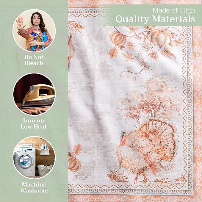 Maison d' Hermine Cloth Napkins Set of 4 100% Cotton for Thanksgiving Christmas Decorations Everyday Reusable Square Fall Napkins Cloth Washable Dinner Party (Giving Thanks, 20"x20")