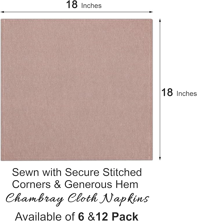Ruvanti Cloth Napkins Set of 12, 18x18 Reusable, Cloth Washable, Soft & Durable Table Napkins, Polycotton Dinner Napkins for Parties, Christmas, Thanksgiving, Weddings -Rust Dark