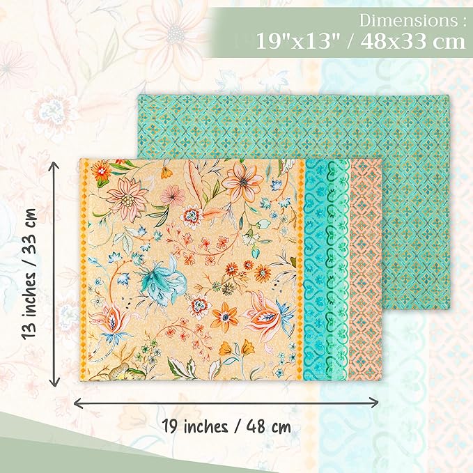 Maison d' Hermine Placemats Set of 4 100% Cotton Washable Cloth Place Mats Reusable Table Mats for Kitchen Dining Party Wedding Gifts for Mothers Day Spring/Summer(Luxury Loft - Peach, 13" x 19")