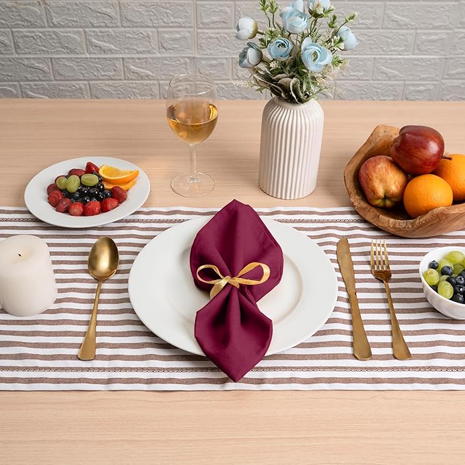 Blue Needles Solid Cloth Napkins Set of 12 Burgundy 100% Cotton Dinner Napkins 18x18 inches - Soft, Reusable, Absorbent & Washable Linen, Ideal for Spring Summer Easter Events Parties & Everyday Use