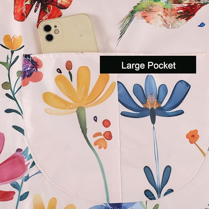 Floral Apron Women, 2 Pack Aprons for Women with Pockets, Waterproof Kitchen Apron Aprons for Cooking, Baking