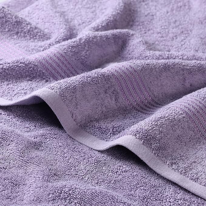 Superior Egyptian Cotton 4-Piece Bath Towel Set for Shower, Bath, Spa, Resort, Hotel, Soft Body Towels, Airbnb Essentials, Apartment, Dorm, Quick Dry, Absorbent, Bathroom Basics, Royal Purple