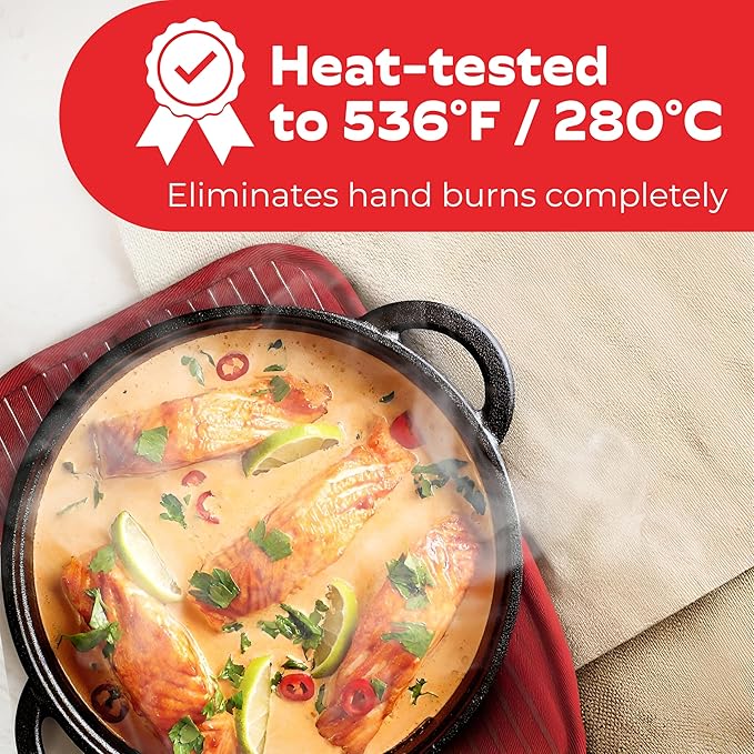 Big Red House - Silicone Pot Holders - Set of 2 Red - 10x3 - Heat Resistant to 536 F / 280 C Kitchen Protectors Hot Pans Baking Professional Grade Cooking Mitts