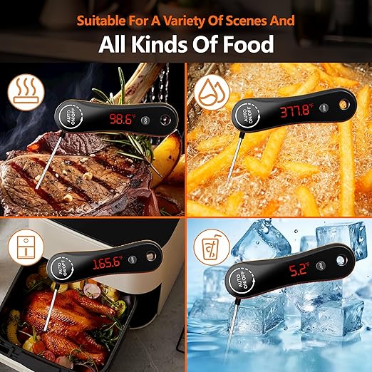 0.5 Sec Instant Read Meat Thermometer Digital, Digital Thermometer, Paysean Thermometer for Grilling, BBQ, Candy, Liquid, Beef, Gifts for Him Dad Men Birthday