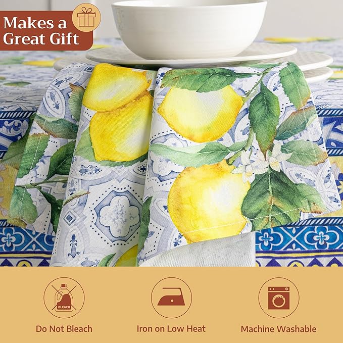 Maison d' Hermine Cloth Napkins Set of 4 100% Cotton Everyday Reusable Square Napkins Cloth Washable Dinner Party Wedding Restaurant Gifts for Mothers Day Spring/Summer (Citrus, 20" x 20")