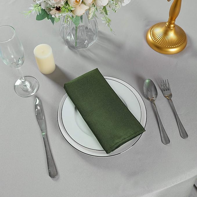 Cloth Napkins 17x17 inch Washable Polyester Dinner Napkins Soft Table Napkins for Wedding Party Dining Banquet(Willow,100PCS)
