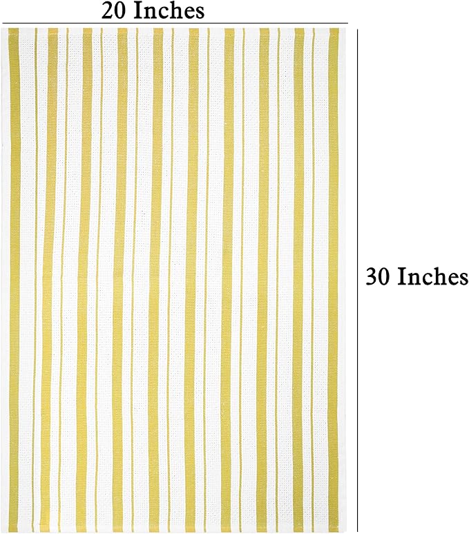 COTTON CRAFT Oversized Kitchen Towels -4 Pack 100% Cotton Basketweave Tea Dish Towels - Absorbent Reusable Low Lint Quick Dry - Cooking Drying Restaurant Bar Cleaning Cloth Napkin -20x30 Yellow Stripe