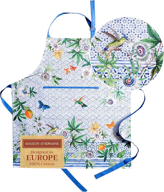 Maison d' Hermine 100% Cotton Apron for women with Pocket Kitchen Chef Apron for Men Cooking Mothers Day Gifts