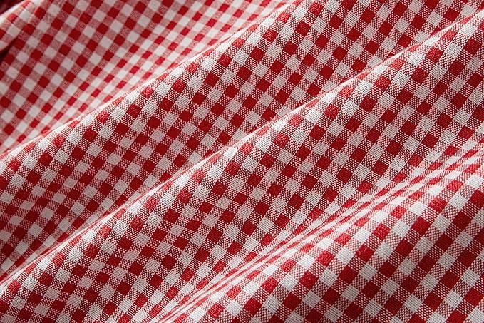 Vintage Gingham Apron for Women, Ruffle Straps, 2 Pockets, Soft Cotton, Apron Dress Style for Cooking & Baking