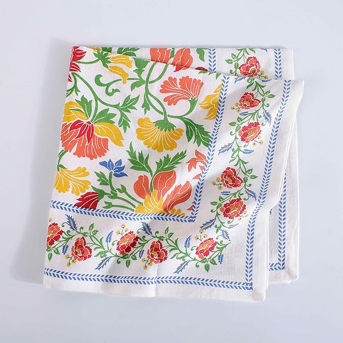 FINGERCRAFT Cloth Napkins, Set of Cotton Linen Blend Printed Dinner Napkins Cloth Mitered Corner Perfect for Parties Dinners Weddings Cocktail Christmas Easter 20x20 Persian Flora