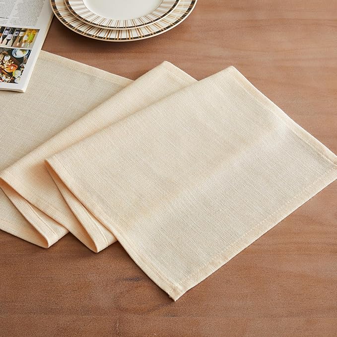 ZeeMart Rustic Cotton Linen Table Runner, 13x36 Inches Cream, Farmhouse Style Cream Table Runners 36 Inches Long, Washable Kitchen Dining Table Decoration for Home Party Decor