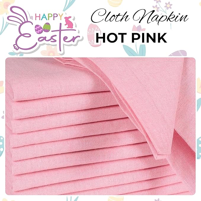 Homidate Cotton Cloth Napkins Set of 12 – 18x18 Baby Pink – Soft Machine Washable Fabric Napkins for Weddings, Thanksgiving, Christmas & Everyday Dining