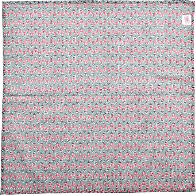 CPC Grey Teal Indian Block Print Cotton Cloth Napkins Set of 4, 18x18 Reusable Everyday Napkins, Soft, Absorbent, Floral Dinner Napkin, Holiday, Party Gift, Spring,Mother's Day