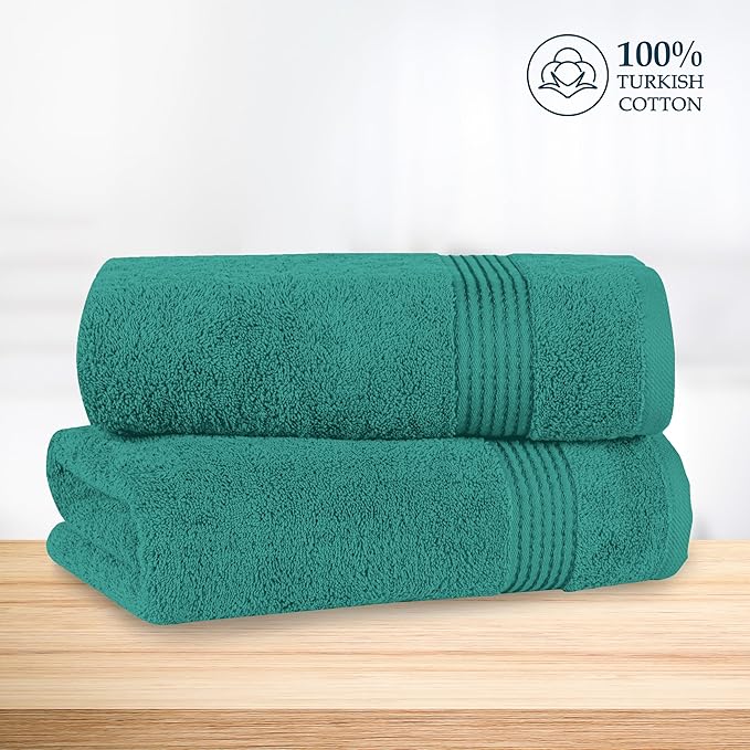Mocassi Luxury 100% Turkish Cotton 2-Pack Bath Towel Set- Ultra Soft, Quick Dry Highly Absorbent 27 x 54 inch Premium Spa Hotel Quality 2PC Bath Towels - Luxurious Soft Bathroom Towels, Turquoise