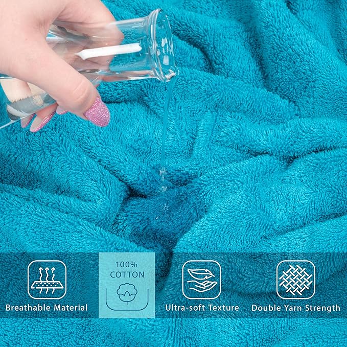 Cotton Paradise 100% Cotton 40x80 Oversized Bath Sheet, Extra Large Turkish Bath Towels for Bathroom, Aqua Blue Bathsheet