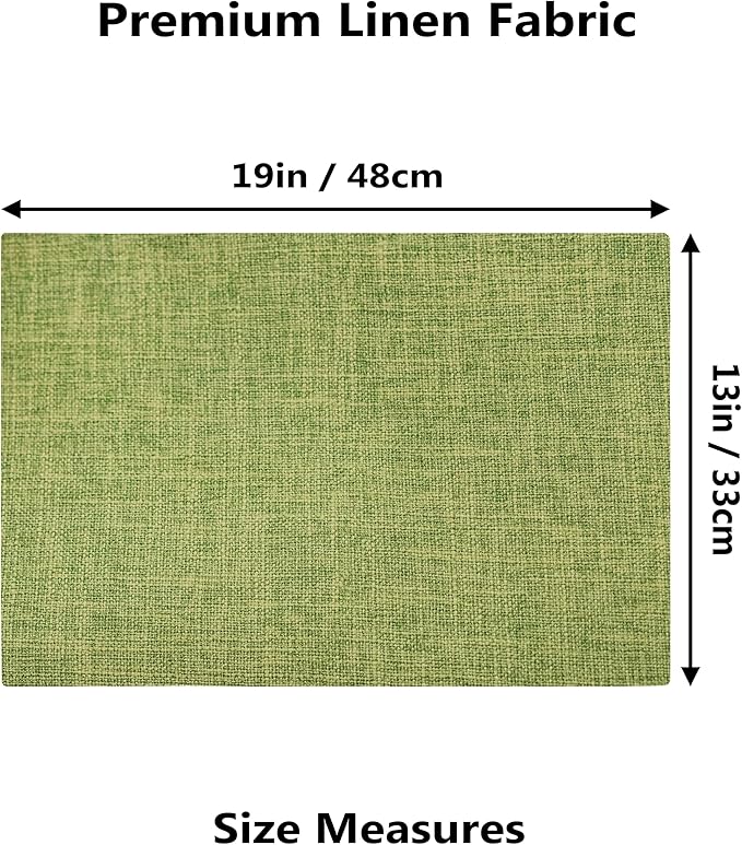 Demetex Spring Green Placemats Set of 4 Linen Textured Table Place Mats Heat Resistant Fabric Plate Mats for Party Holiday Dining Kitchen, Lime Green
