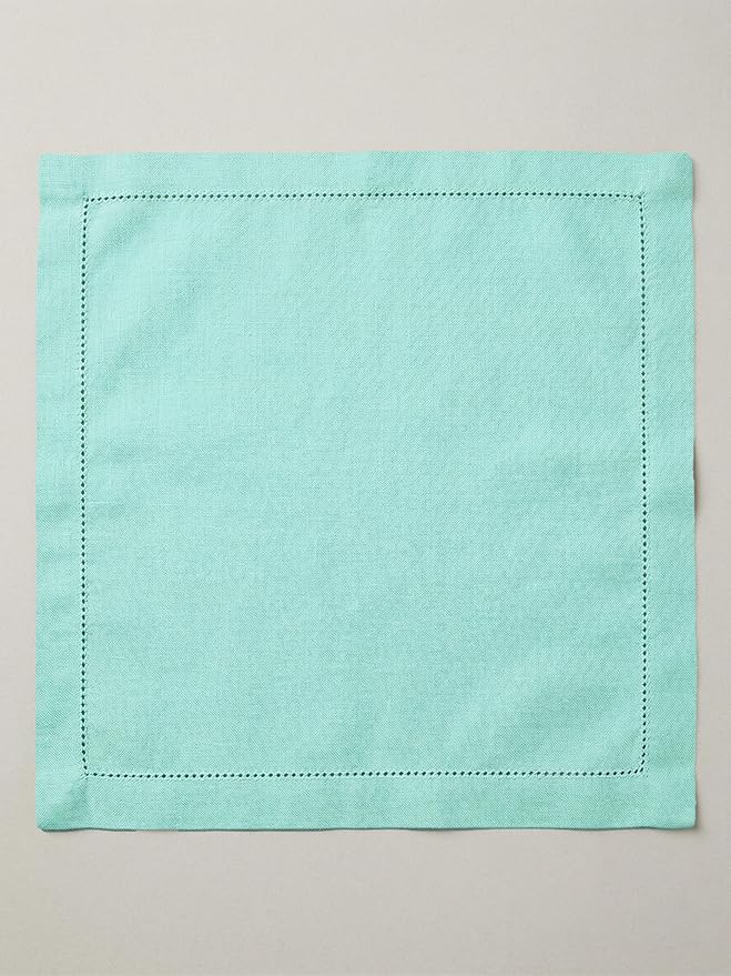 Palisa Mist Green Cotton Napkins Set of 4 | Premium Hemstitch Detailing Cloth Dinner Napkins 18x18 Inch | Soft Washable & Reusable Table Napkins for Everyday Use Weddings Parties Restaurants & Hotels