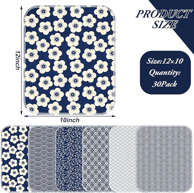 Redbaker 6 Pcs Reusable Paper Towels Rolls Towels Bulk Kitchen Washable Paperless Cloth Cotton Hand Napkins with Cardboard Reusable Napkins for Kitchen Bathroom (Geometric Theme)