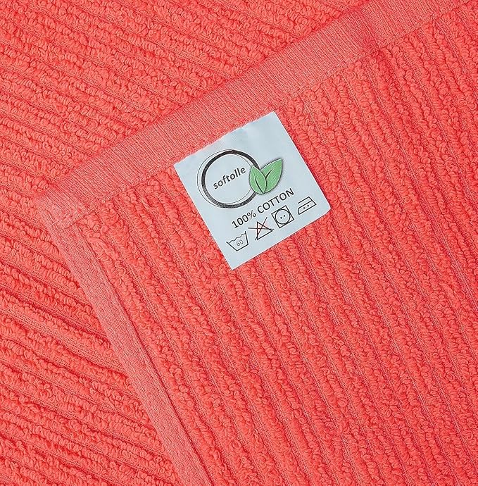 Softolle Bar Mop Towels, Pack of 12-16x19 Inches - 100% Cotton Super Absorbent Towels, Multi-Purpose for Home and Bar Cleaning (Coral)