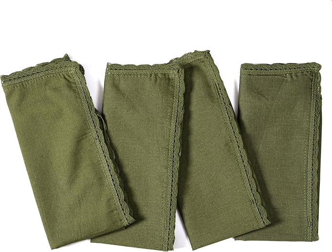 Ramanta Home Linen Flax Cloth Napkins Set of 24 Olive Green, 18x18 Inch | Easter Premium Cotton Linen Flax Lace Soft & Durable | Washable Ideal for Spring Basket Décor, Wedding, Kitchen, Everyday Use