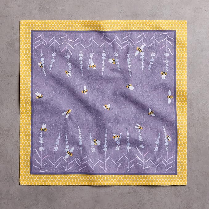 Maison d' Hermine Cloth Napkins Set of 4 100% Cotton Everyday Reusable Square Napkins Cloth Washable Dinner Wedding Restaurant Gifts for Mothers Day Spring/Summer (Bees are Buzzing, 18" x 18")