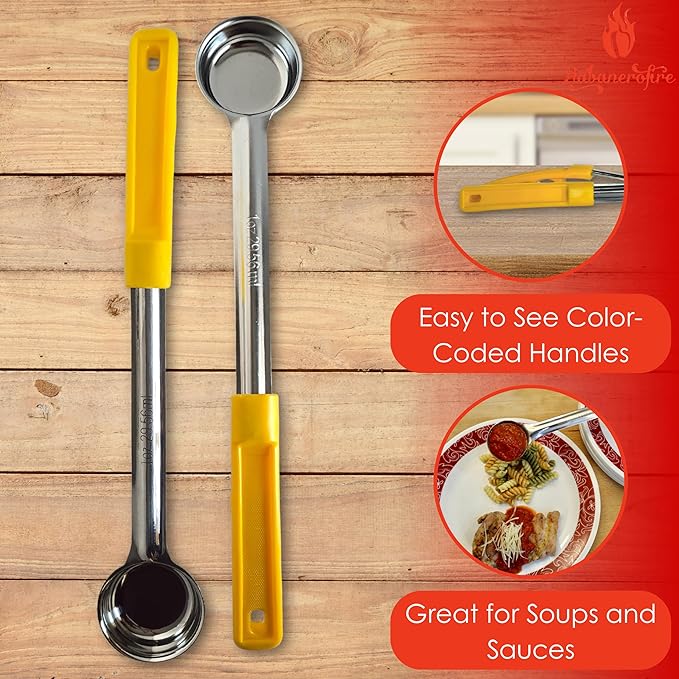 1 Ounce Solid Stainless Steel Portion Control Ladle Spoon for Measuring and Serving; Commercial Grade Serving Scoops [Pack of 12]