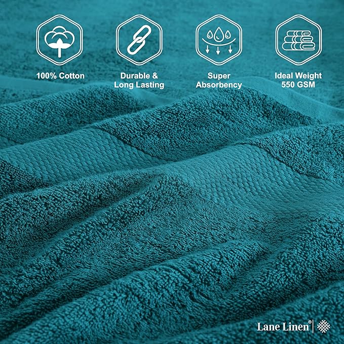 LANE LINEN 100% Luxury Cotton Bath Sheets (35"x66") - 4 Piece - Fade Resistant, Machine Washable, Soft & Highly Absorbent - Eco Friendly, Extra Large Bathroom Towels Sets - Ideal for Guests - Sea Port