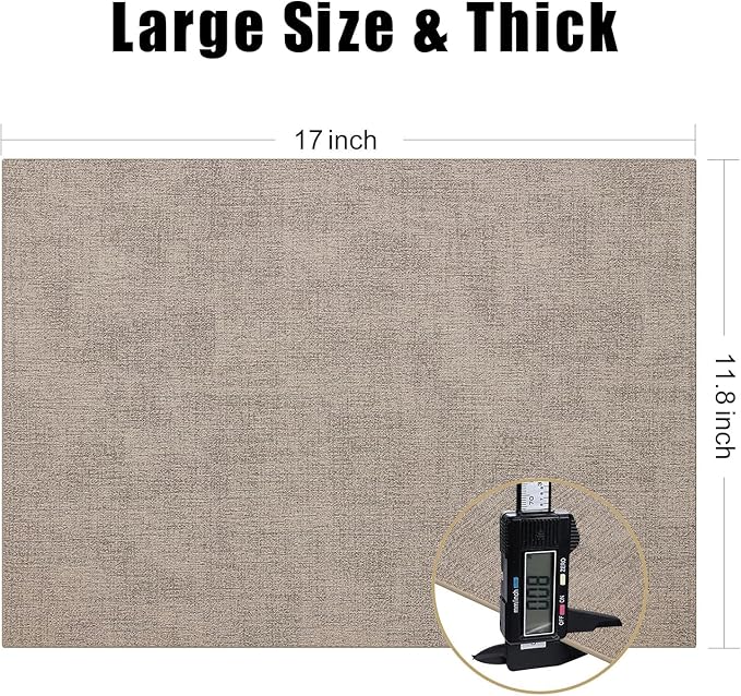 Homaxy Faux Leather Heat Resistant Placemats for Dining Table Set of 4, Waterproof Wipeable Washable PU Table Mats, Easy to Clean Anti-Slip Place Mats, 11.8" x 17", Light Brown
