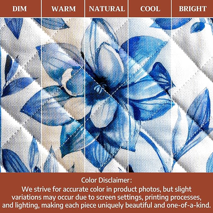 Maison d' Hermine Pot Holders 100% Cotton Heat Resistant Potholders 8" x 8" Hot Pads with Loop BBQ Cooking Baking Gifts for Mothers Day Handling Hot Pans Spring/Summer (Pack of 1, Summer Blues)