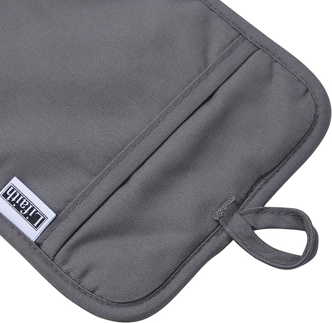 Silicone Pot Holders for Kitchen, Set of 3, Heat Resistant to 500°F, Non-Slip Wave Texture with Pocket & Hanging Loop, 7" x 9" Hot Pads for Cooking, Baking & Counter Protection (Grey)
