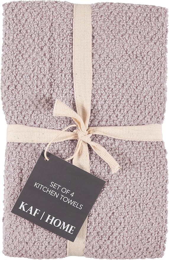 KAF Home Set of 4 Deluxe Popcorn Terry Kitchen Towels | 20 x 30 Inches | 100% Cotton Kitchen Dish Towels (Lilac)