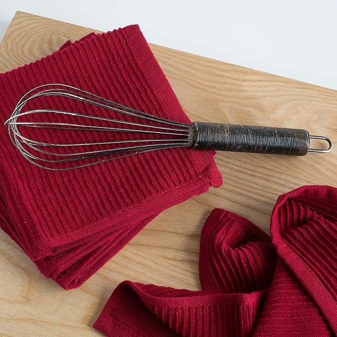 Now Designs Ripple Kitchen Dishcloth, Set of 4, Carmine Red