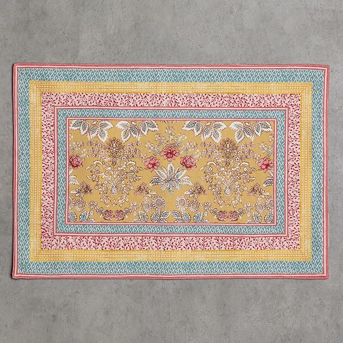 Maison d' Hermine Placemats Set of 4 100% Cotton Washable Cloth Place Mats Reusable Table Mats for Kitchen Dining Party Wedding Gifts for Mothers Day Spring/Summer (Marquise, 13" x 19")