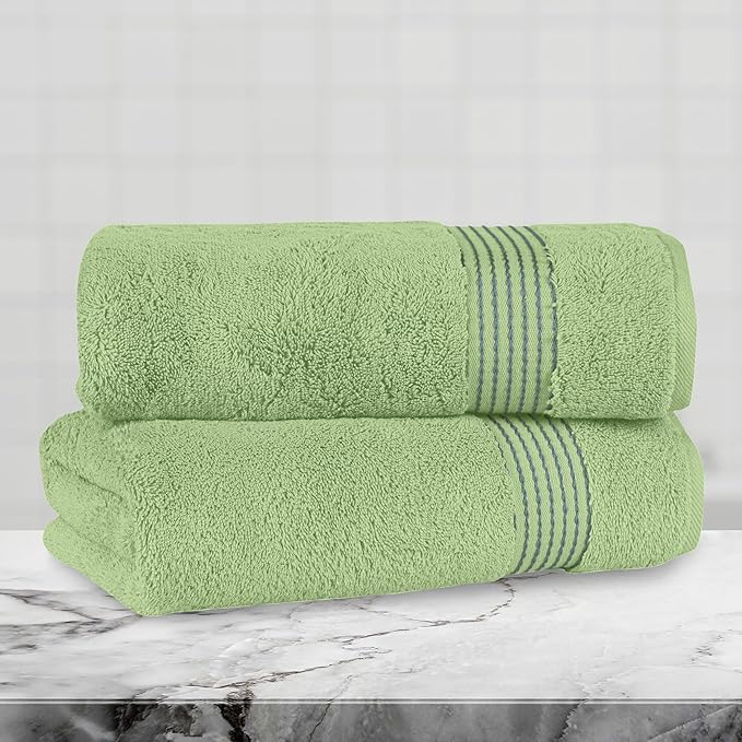 Mocassi Luxury 100% Turkish Cotton 2-Pack Bath Towel Set- Ultra Soft, Quick Dry Highly Absorbent 27 x 54 inch Premium Spa Hotel Quality 2PC Bath Towels - Luxurious Soft Bathroom Towels, Sage
