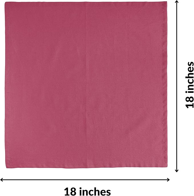 Cloth Napkins Dinner Washable Set of 4 in Cotton Linen Fabric Premium Quality, Mitered Corners for Reusable Every Day Use Pre Shrunk and Good Absorbency Christmas Cloth Napkins (Pack of 4, Fuchsia)