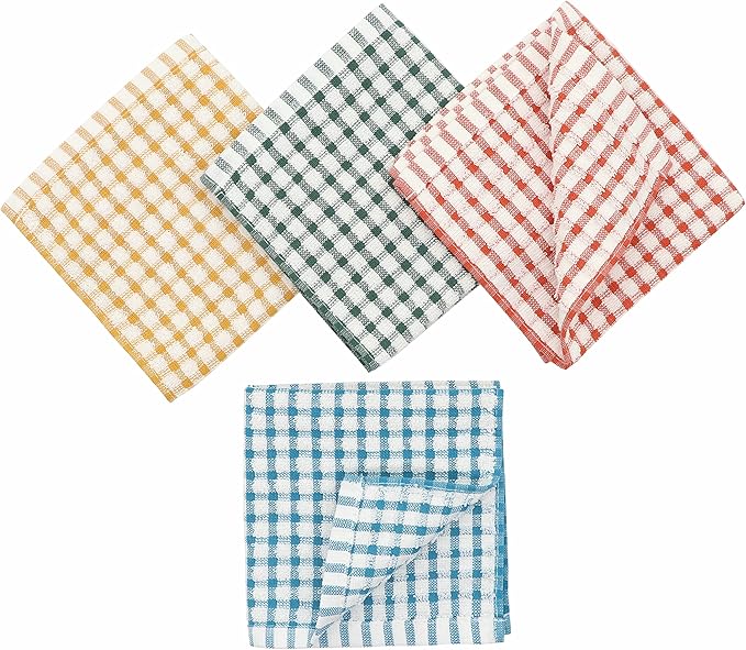 Cotton Cleaning Rags Terry Dish Cloths for Washing Dishes, Set of 8 Dish Rags for Cleaning, Light and Soft Dish Towels for Kitchen Drying Dishes, 11.8 Inch x 11.8 Inch (Mix Color)