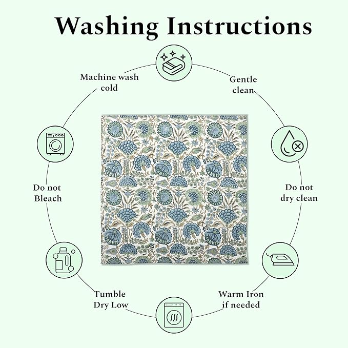 Ridhi Asparagus Green Hand Block Print 100% Cotton Napkins 18" x 18" (Set of 4) Reuseable Kitchen Napkins Cloth Decor Dinner Party Wedding Cocktail Gift for Spring, Easter, Valentine
