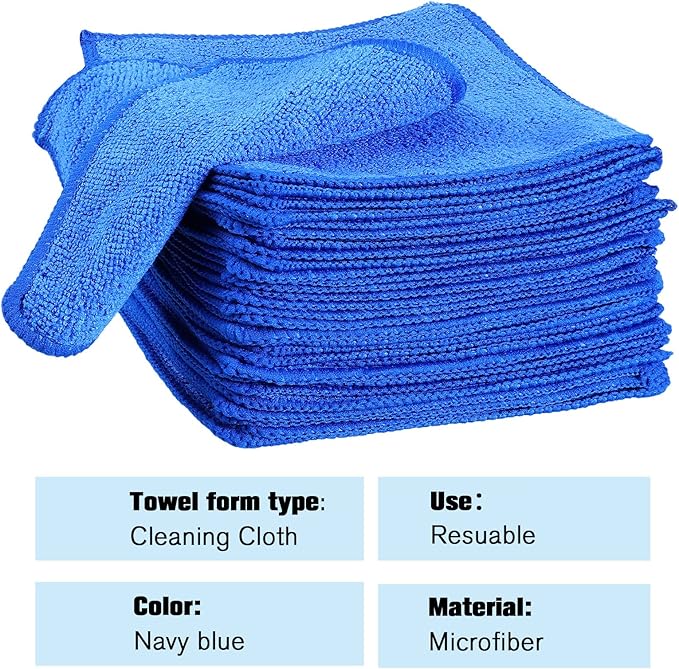 Tanlade Cleaning Cloth Dry Erase Cloth Cleaning Rags Reasonable Kitchen Towels Microfiber Towels Cars Wash(6 x 6 Inch,Blue,30 Pcs)